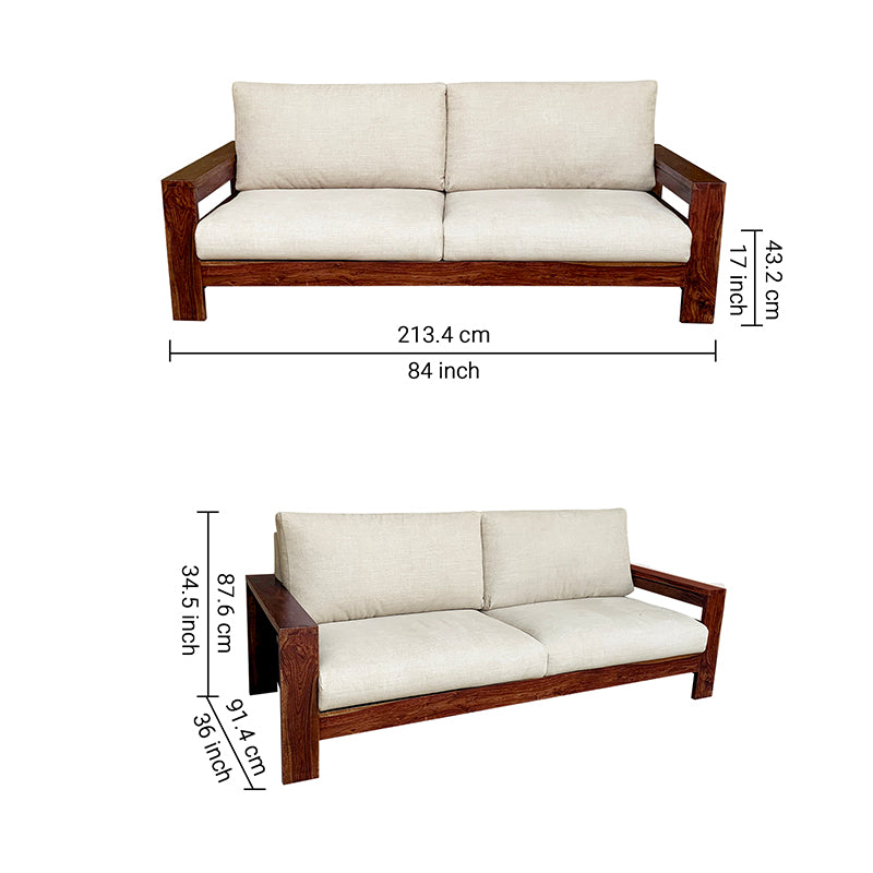 Trissino Solid Wood Three Seater Sofa