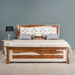 Orion Solid Sheesham Wood Bed with Hand Painting