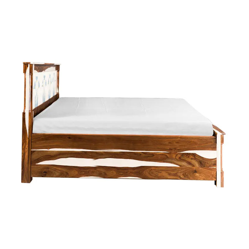 Orion Solid Sheesham Wood Bed with Hand Painting Fabuliv