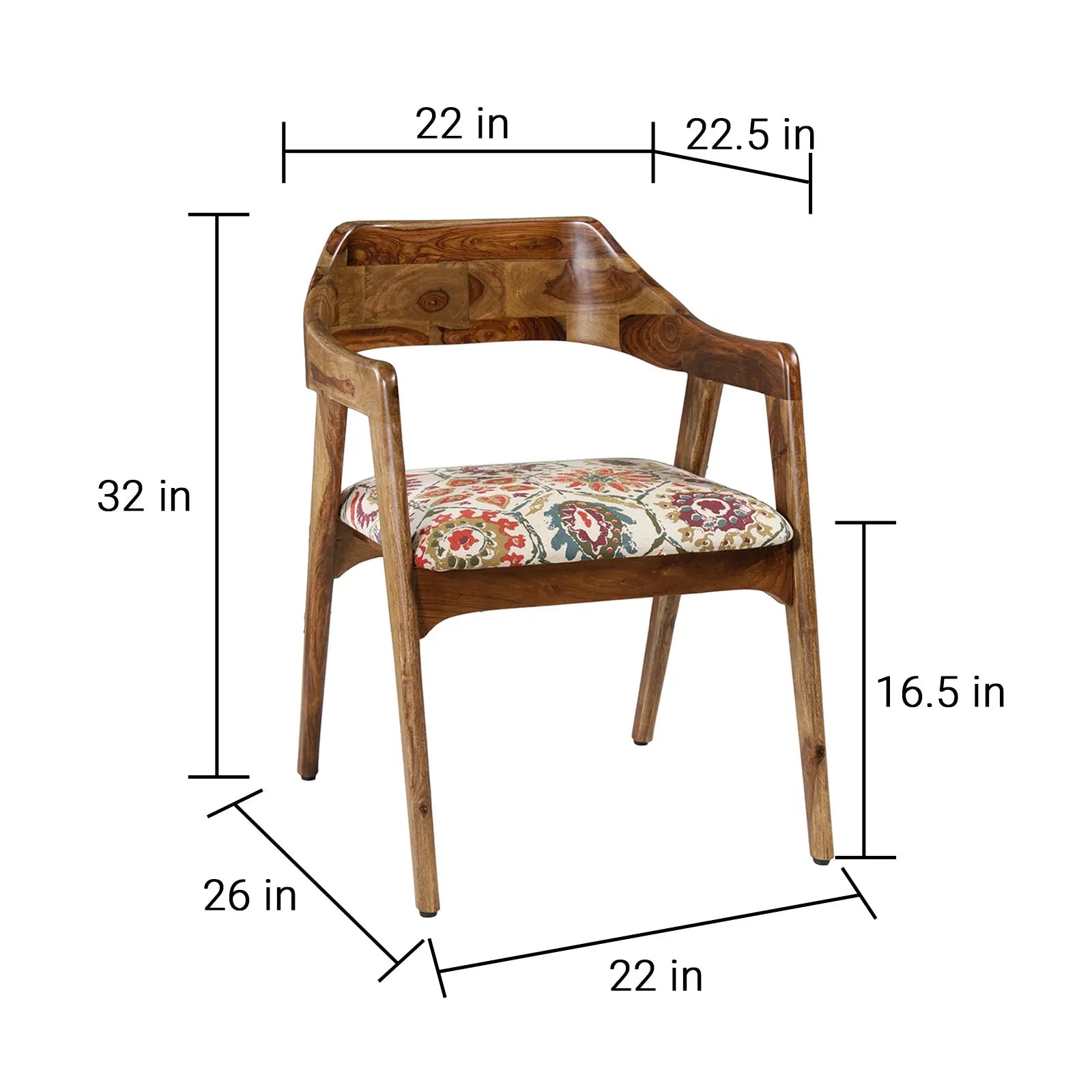 Tiziana Sheesham Wood Dining Chair Wooden Chairs Fabuliv