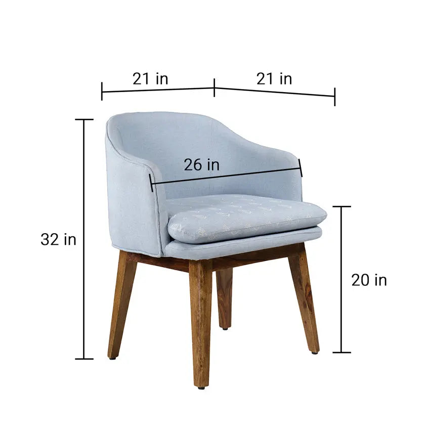 Freya Sheesham Wood Dining Chair in Vintage Blue
