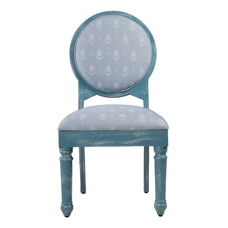 Gastone Solid Wood Dining Chair with Blue Upholstery Fabuliv