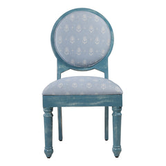 Gastone Solid Wood Dining Chair with Blue Upholstery