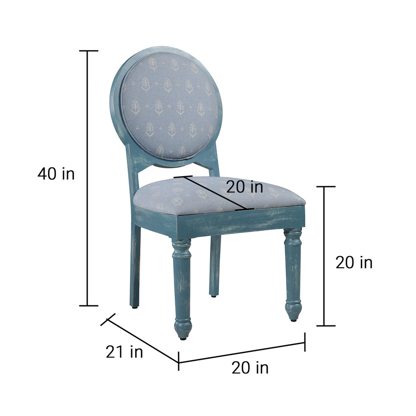 Gastone Solid Wood Dining Chair with Blue Upholstery