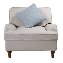 Francis Solid Wood Single Seater Sofa with Linen Upholstery