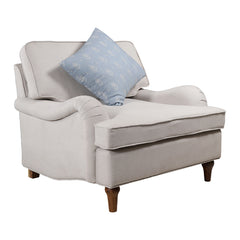 Francis Solid Wood Single Seater Sofa with Linen Upholstery