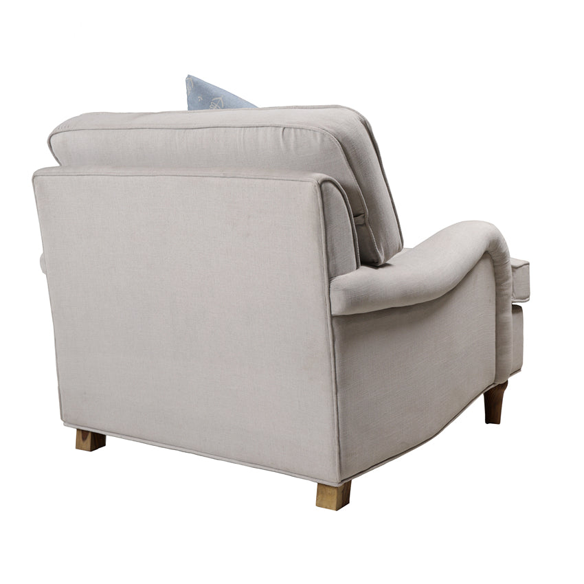Francis Solid Wood Single Seater Sofa with Linen Upholstery