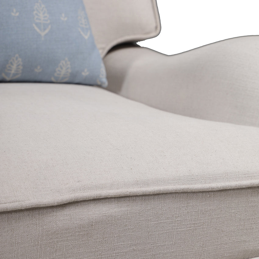 Francis Solid Wood Single Seater Sofa with Linen Upholstery