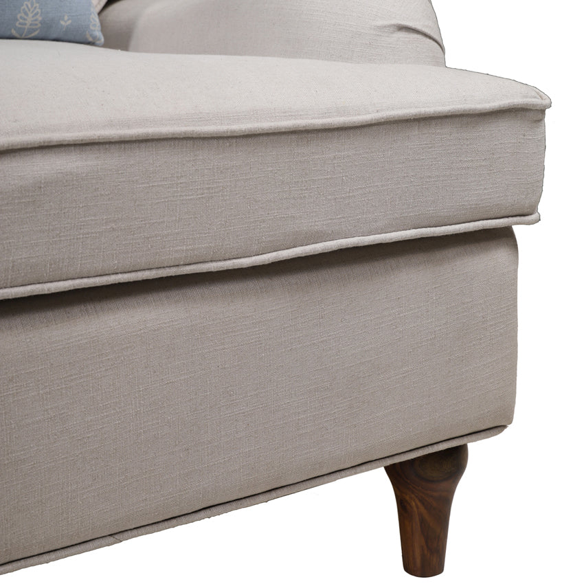 Francis Solid Wood Single Seater Sofa with Linen Upholstery