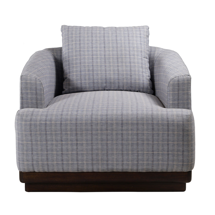 Samuel Solid Wood Single Seater Sofa in Marine Blue