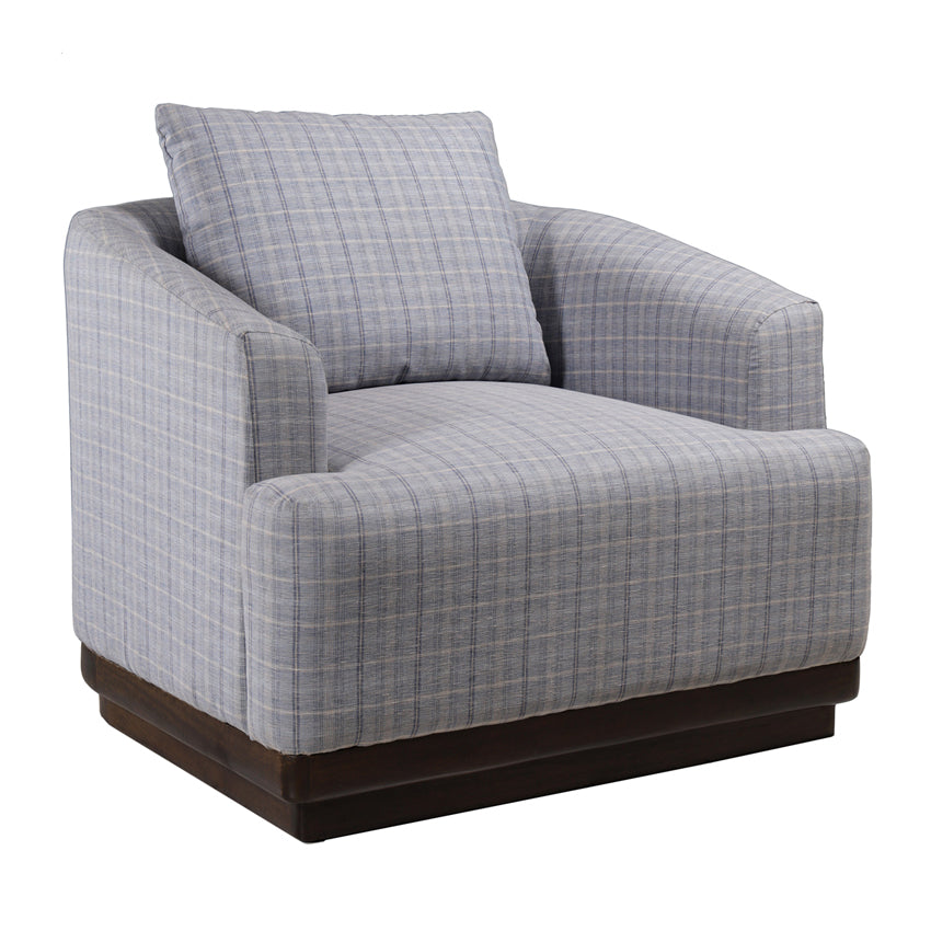 Samuel Solid Wood Single Seater Sofa in Marine Blue