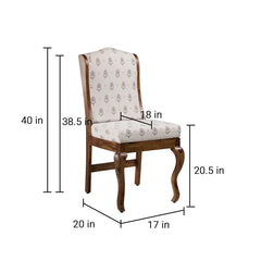 Nicole Solid Wood Dining Chair With Printed Upholstery Set of 2