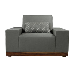 Valentina Single Seater Sofa with Sheesham Wood Base & Linen Fabric