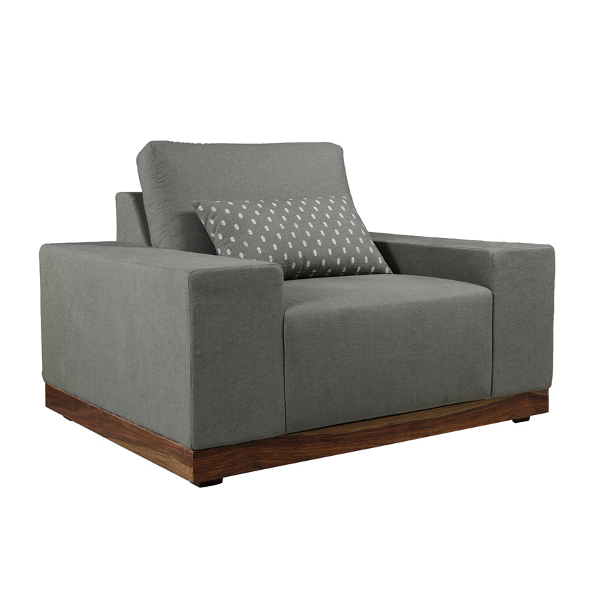 Single Seater Sofa with Sheesham Wood Base