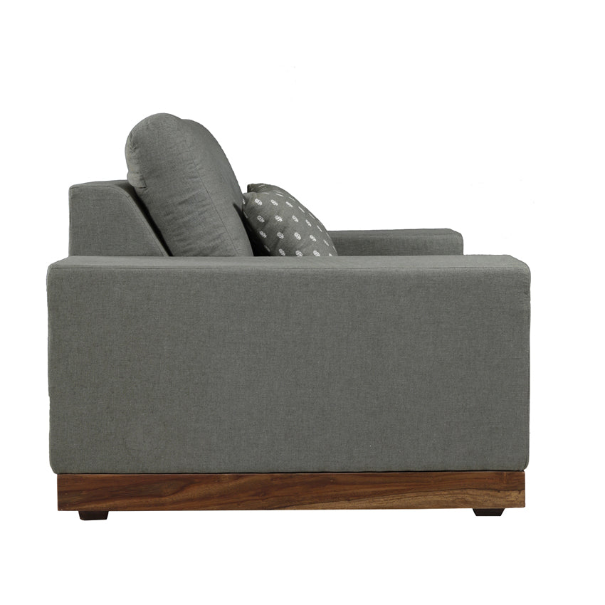 Valentina Single Seater Sofa with Sheesham Wood Base & Linen Fabric
