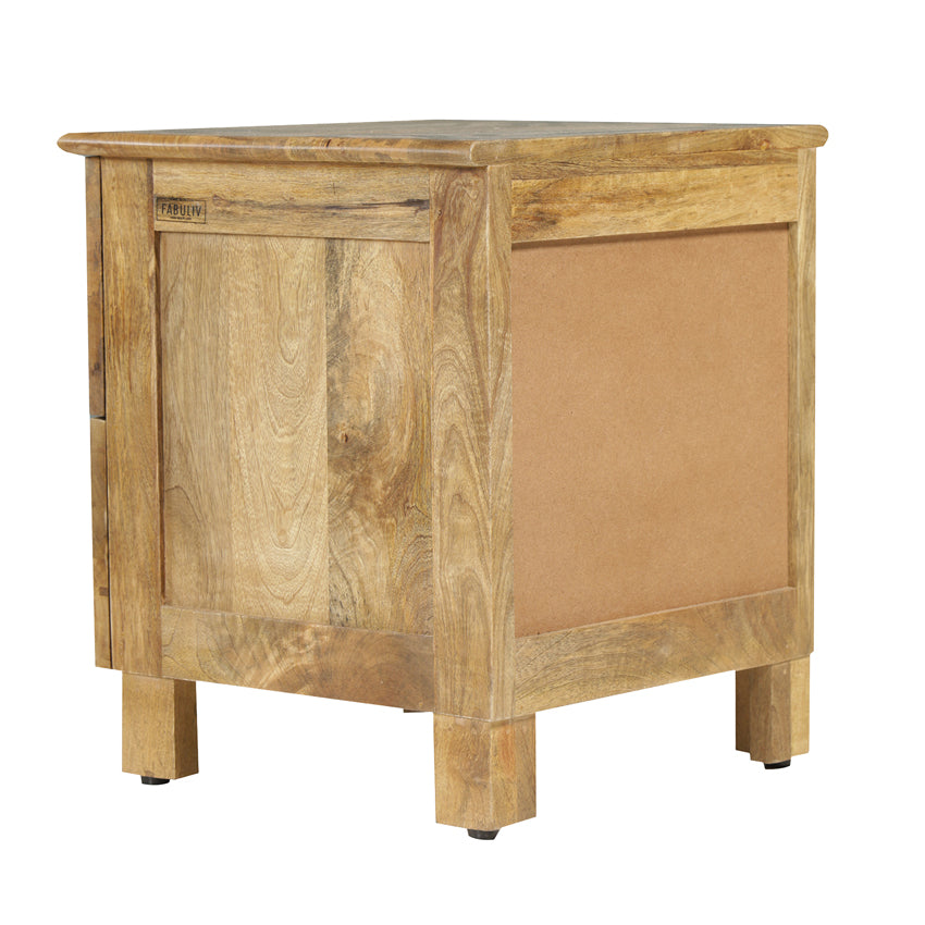 Pablo Solid Wood Bedside Table with Hand Carving