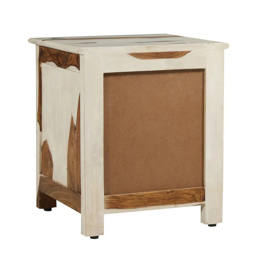 Orion Solid Sheesham Wood Bedside Table with Hand Painting Fabuliv