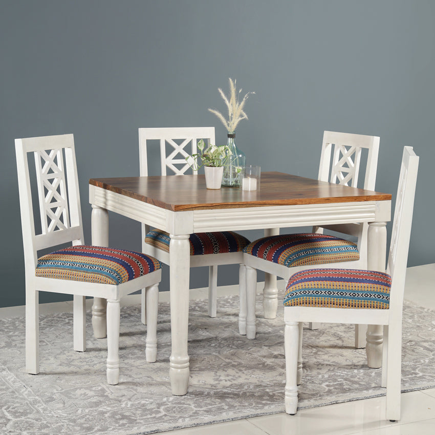 Riviera Solid Wood 4 Seater Dinning Set with Upholstery