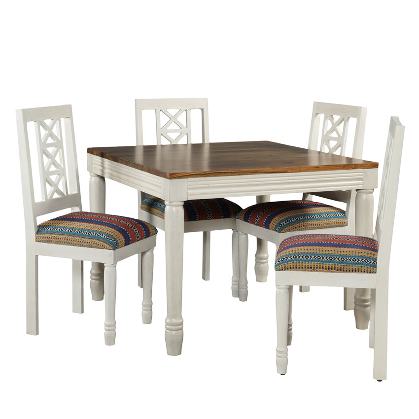 Riviera Solid Wood 4 Seater Dinning Set with Upholstery