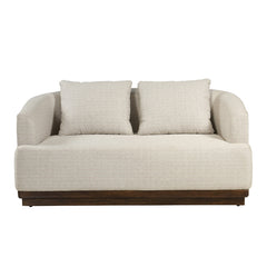 Samuel Solid Wood Two Seater Sofa in Beige & Brown