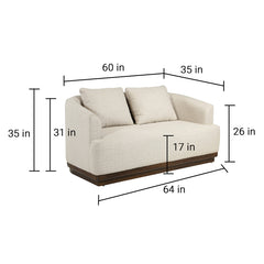 Samuel Solid Wood Two Seater Sofa in Beige & Brown