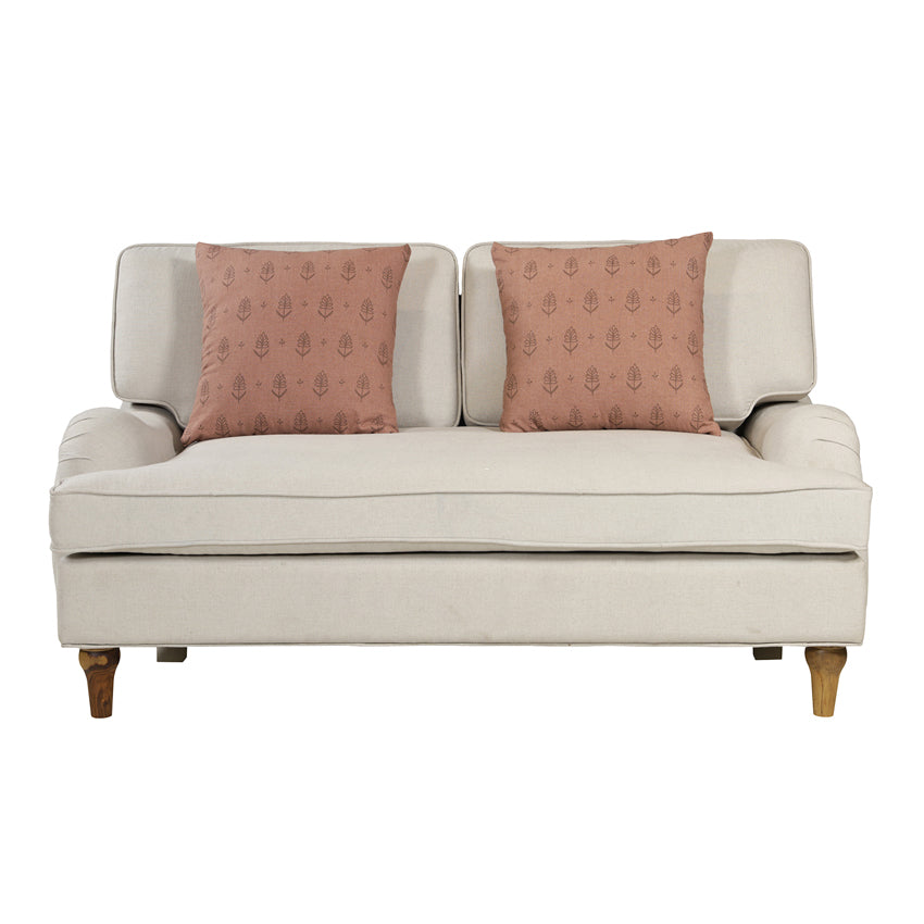 Francis Solid Wood Two Seater Sofa with Linen Upholstery