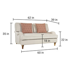 Francis Solid Wood Two Seater Sofa with Linen Upholstery