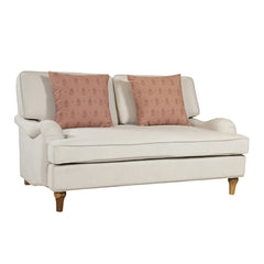 Francis Solid Wood Two Seater Sofa with Linen Upholstery