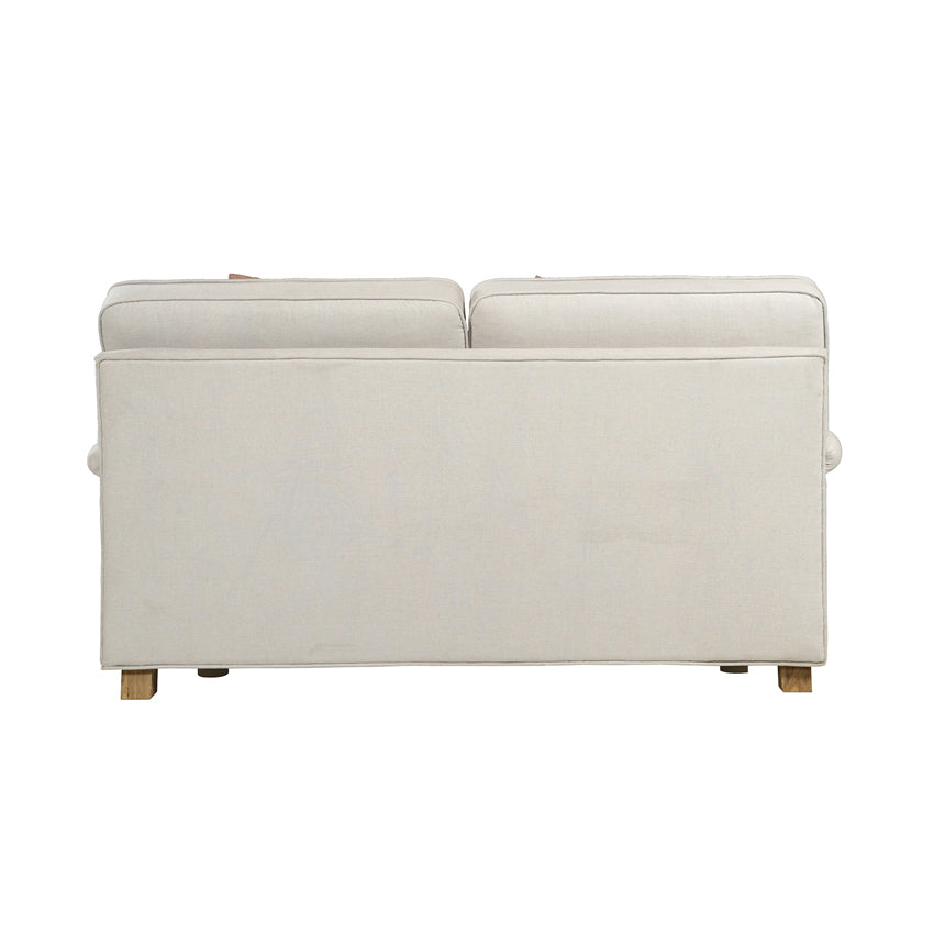 Francis Solid Wood Two Seater Sofa with Linen Upholstery