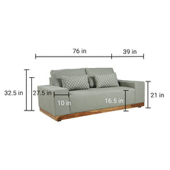 Valentina Two Seater Sofa with Sheesham Wood Base & Linen Fabric