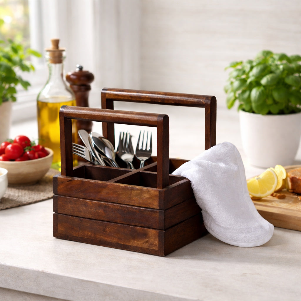 Walnut wooden condiment set
