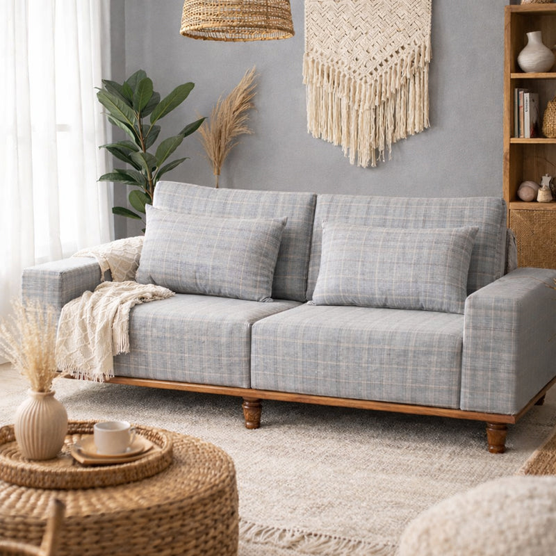 Sergio Large 2 Seater Sofa with Wooden Base