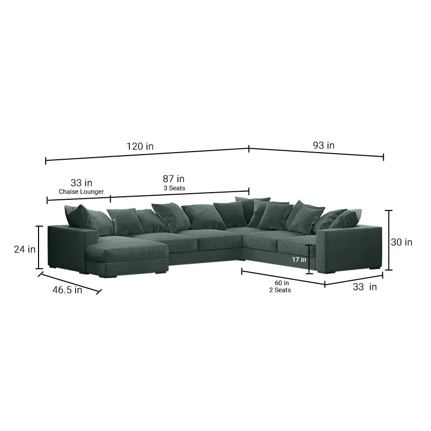 Striado Upholstered Sofa With Chaise Sectional