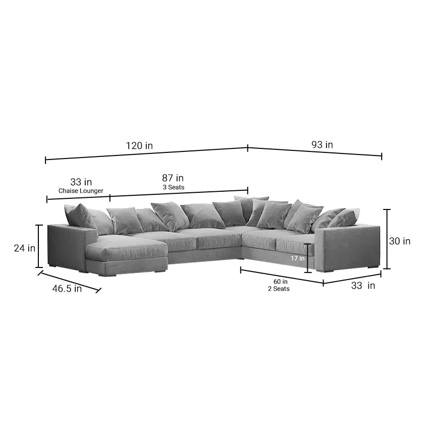 Striado Upholstered Sofa With Chaise Sectional