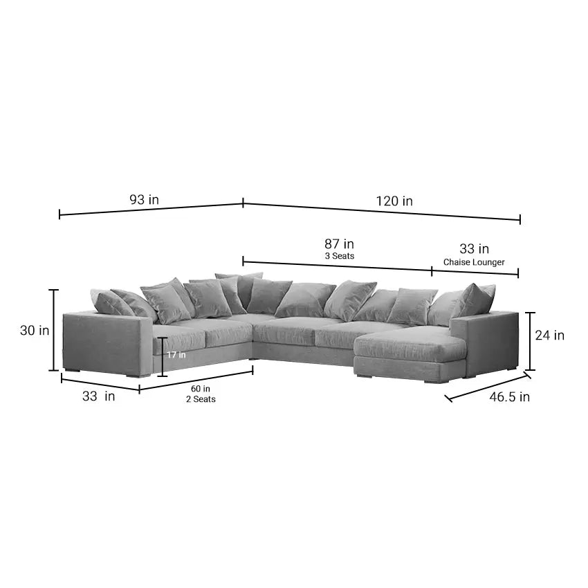Striado Upholstered Sofa With Chaise Sectional