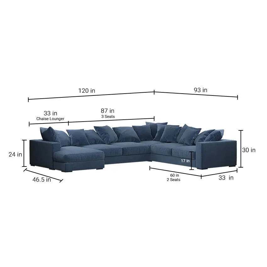 Striado Upholstered Sofa With Chaise Sectional