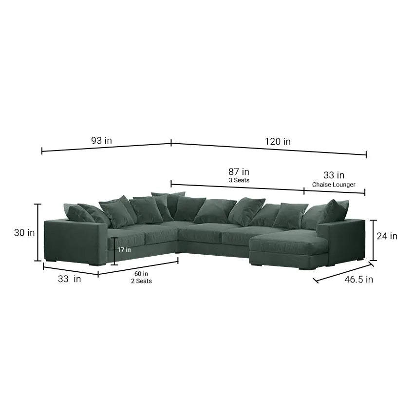 Striado Upholstered Sofa With Chaise Sectional