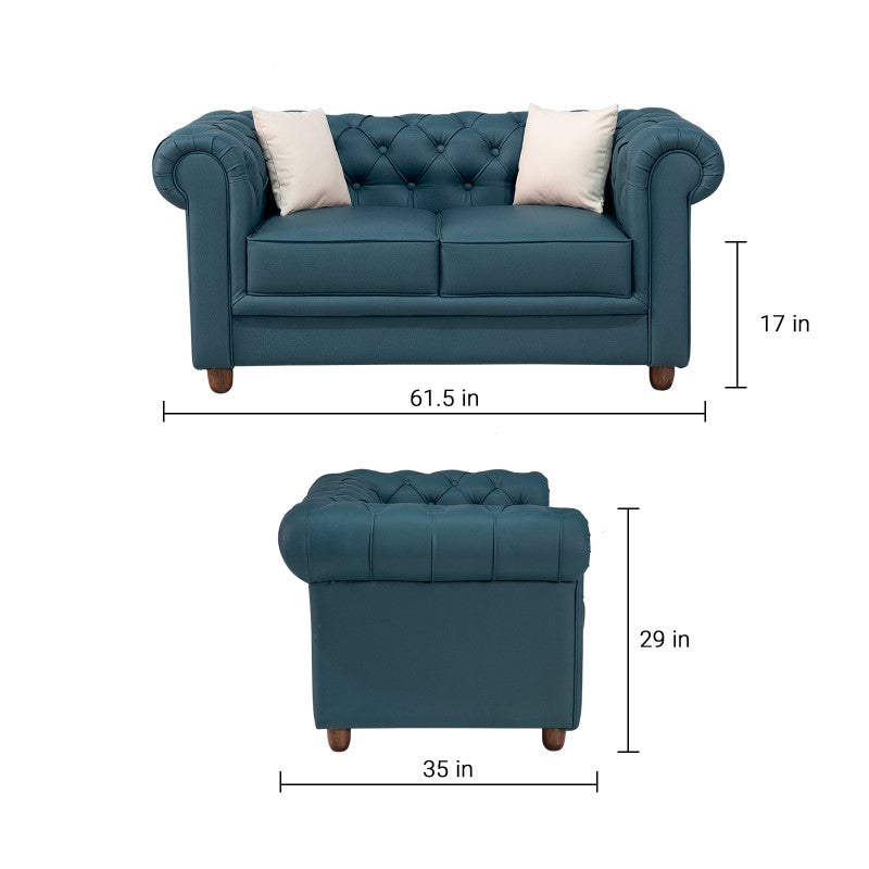 Grace Chesterfield 2 Seater Sofa in Premium Lethrite Fabric in 2 Colours