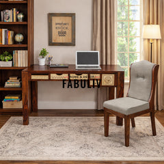 Dravidian Hand Carved Study Table with Chair