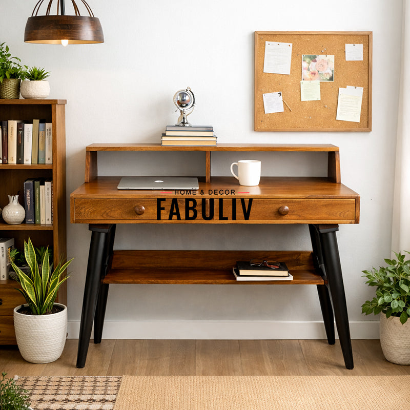 Austin Mid-Century Study Table with two Drawers