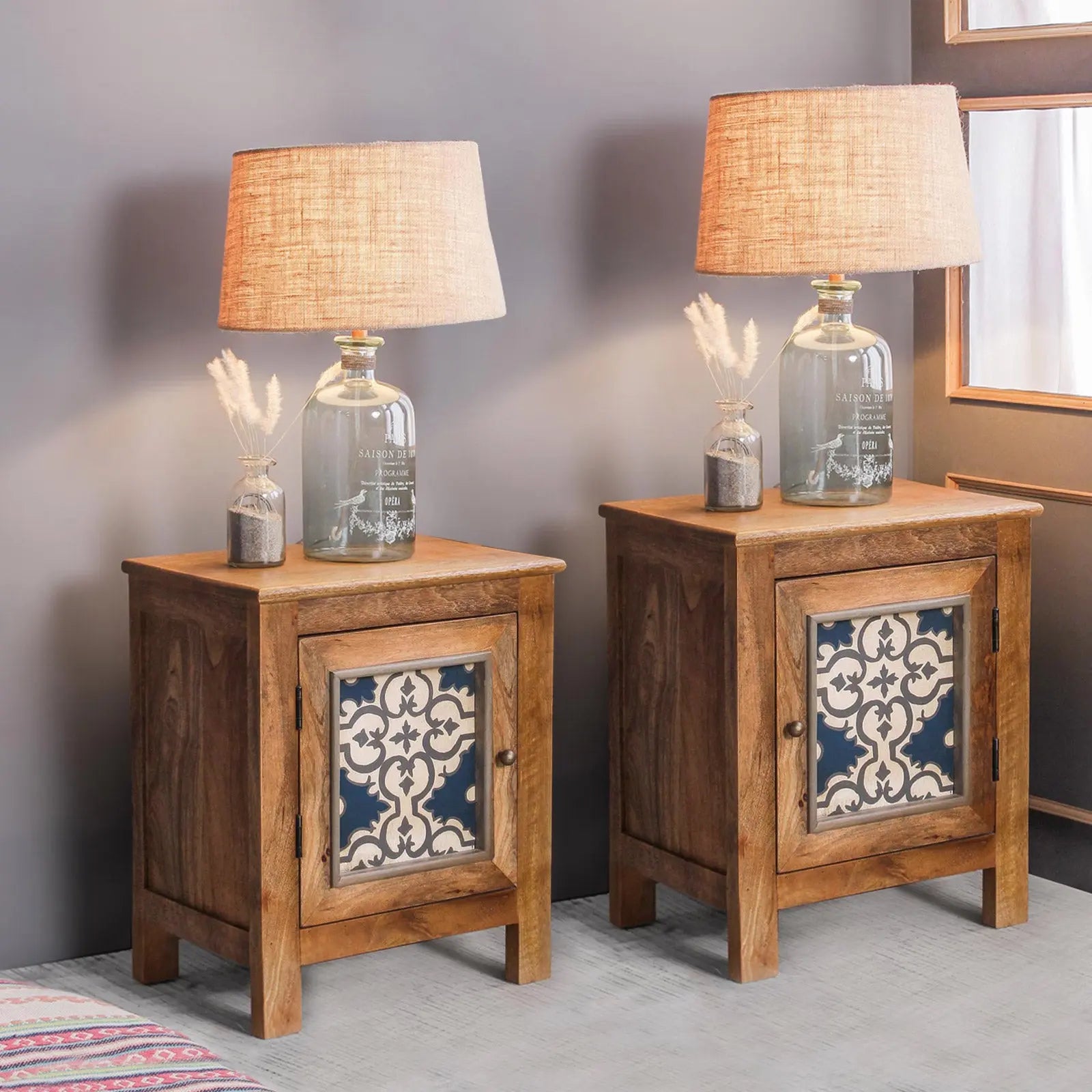 Kolam Solid Wood Bedside Table