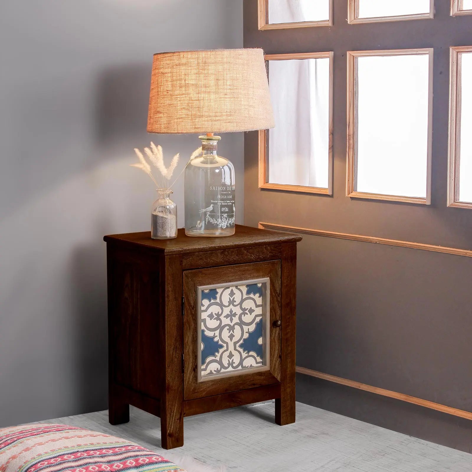 Kolam Solid Wood Bedside Table