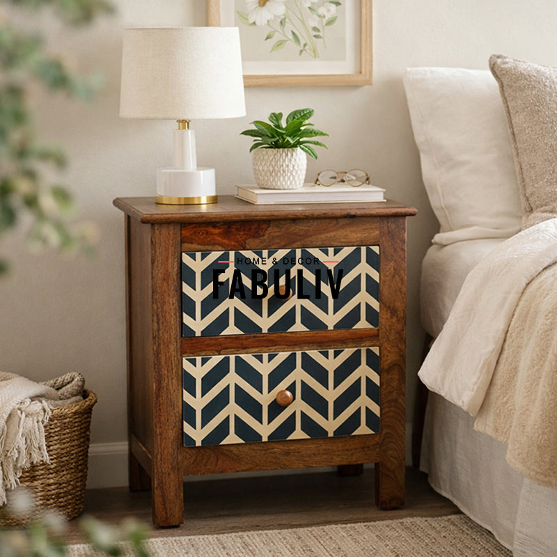 Margot Solid Wood Bedside Table with Drawers