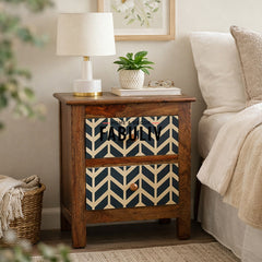 Margot Solid Wood Bedside Table with Drawers