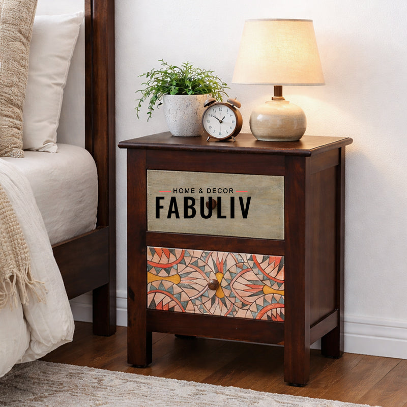 Andros Solid Wood Bedside Table with Drawers