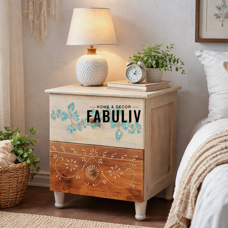Athens Solid Wood Bedside Table with Drawers