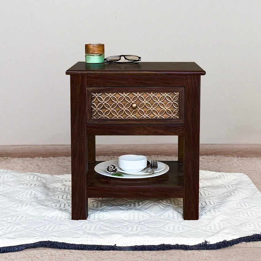 Aruba Solid Wood Bedside Table with Single Drawer