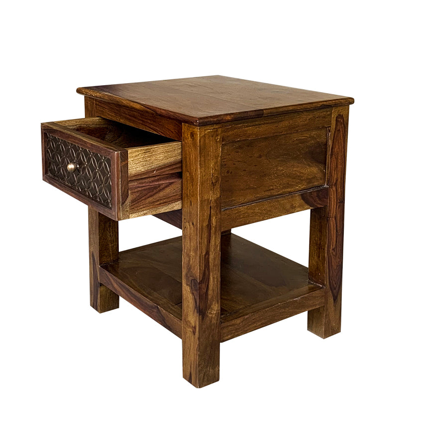 Aruba Solid Wood Bedside Table with Single Drawer
