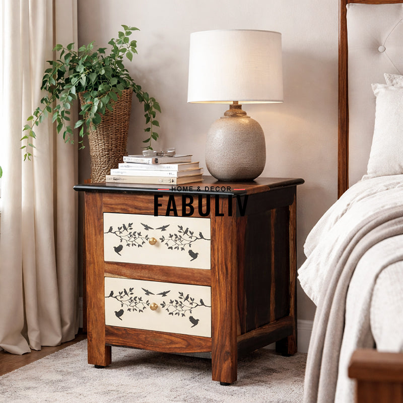 Venetian Solid Wood Bedside Table