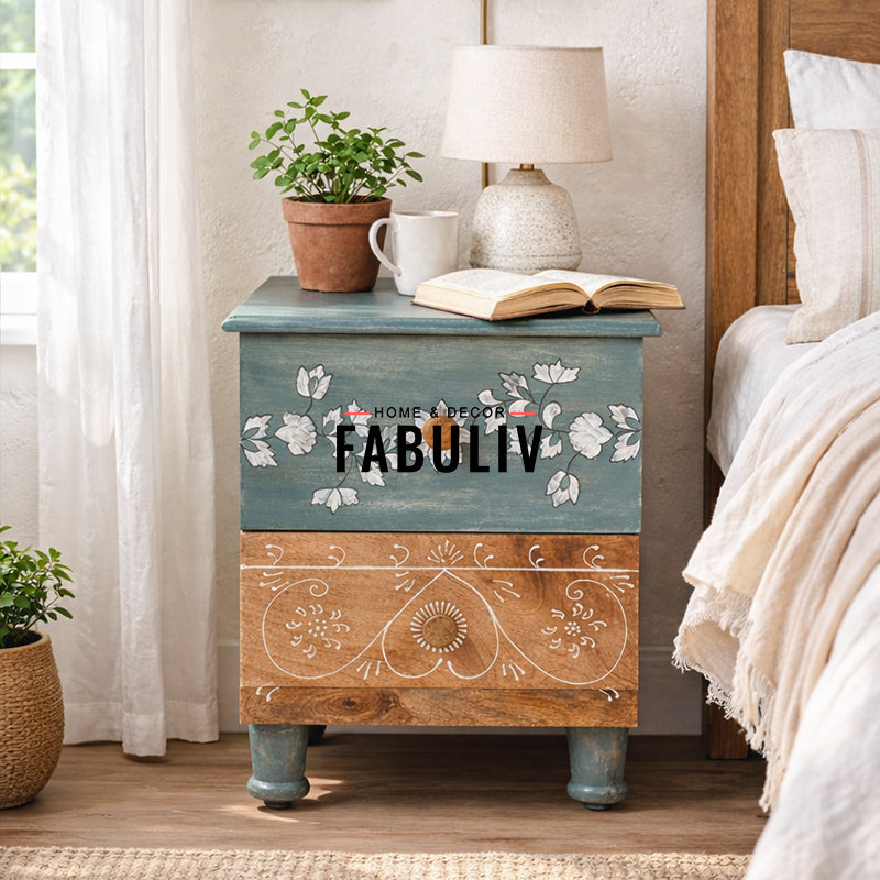 Olive Athens Solid Wood Bedside